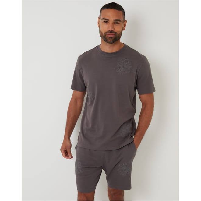 Floral Embroidered Regular Fit Short Sleeve T-Shirt