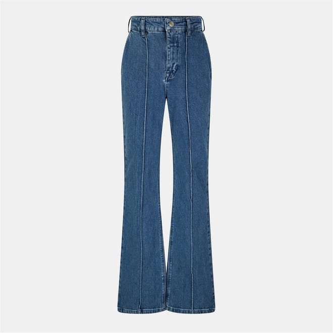 Pintuck Wide Leg Jeans