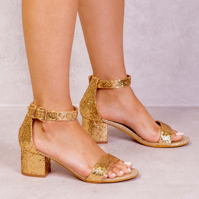 Strappy Mid High Block Heels
