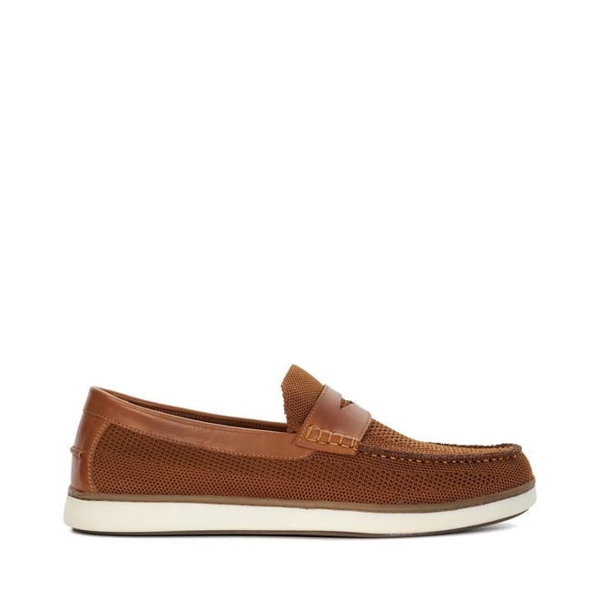 Textured Moc Toe Penny Loafers