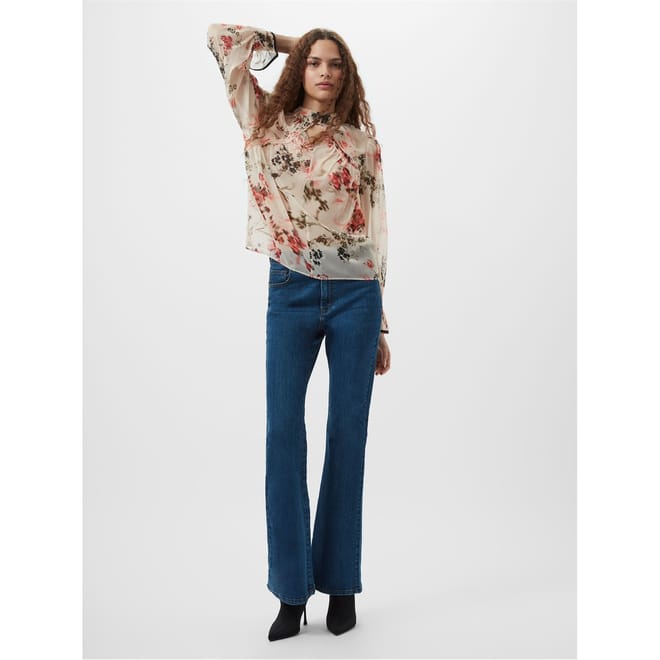 Relaxed Fit Keyhole Neck Blouse