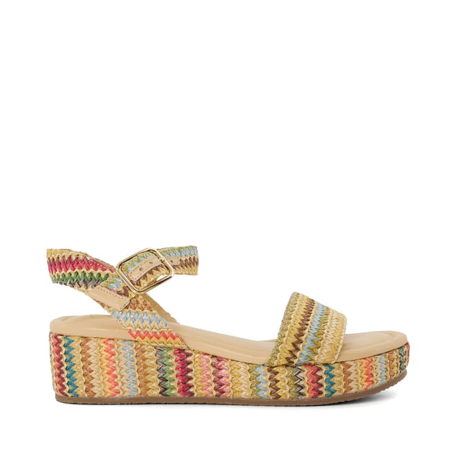 Lazer Multi Raffia Flatform Sandals