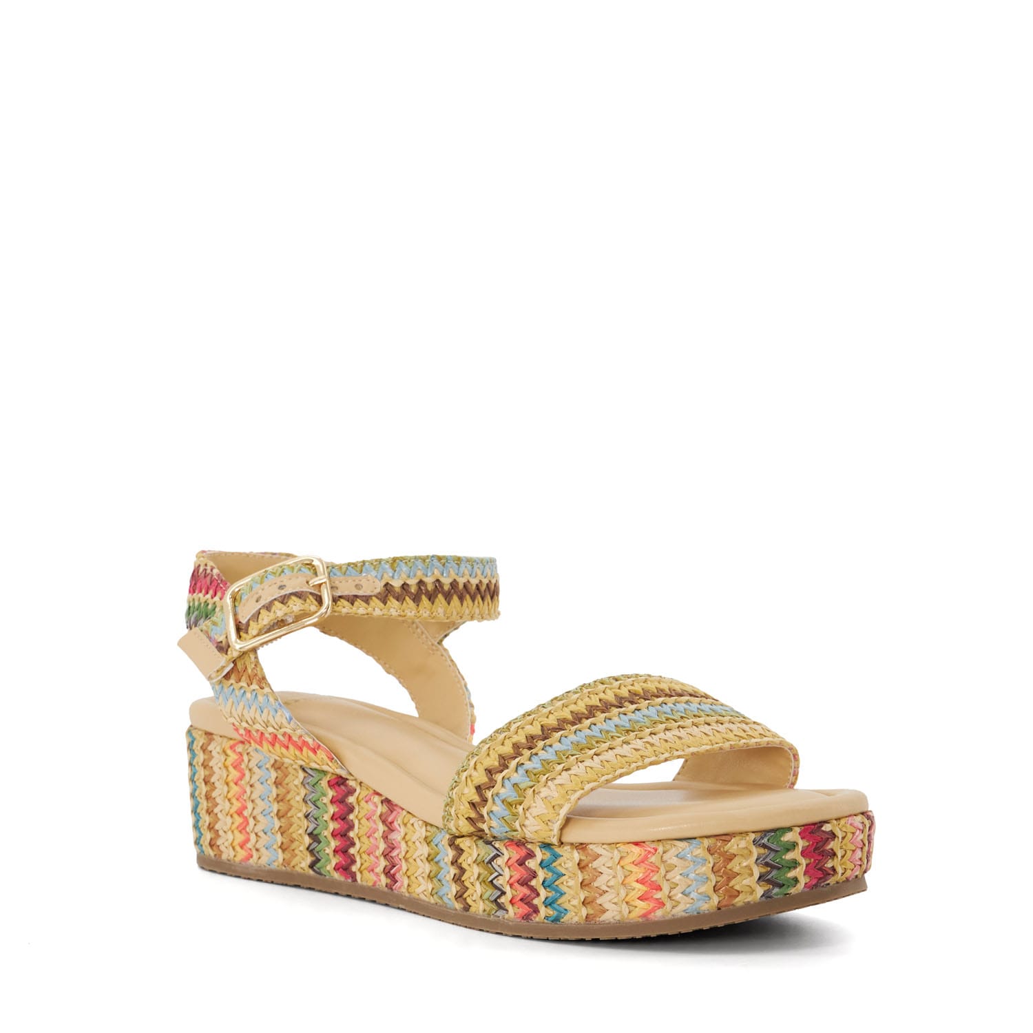 Multi colour Dune London Lazer Multi Raffia Flatform Sandals