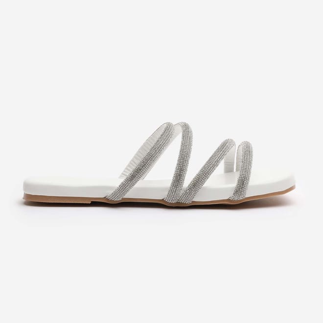 Diamante Detail Strappy Sliders