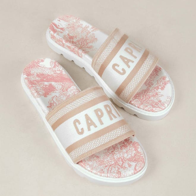 Text Detailing Flat Sandals