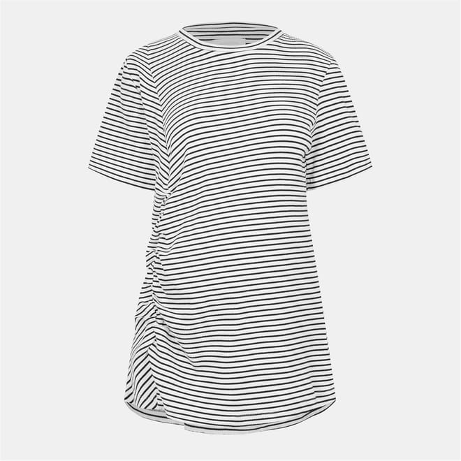 Stripped Regular Fit Crew Neck Maternity T-Shirt