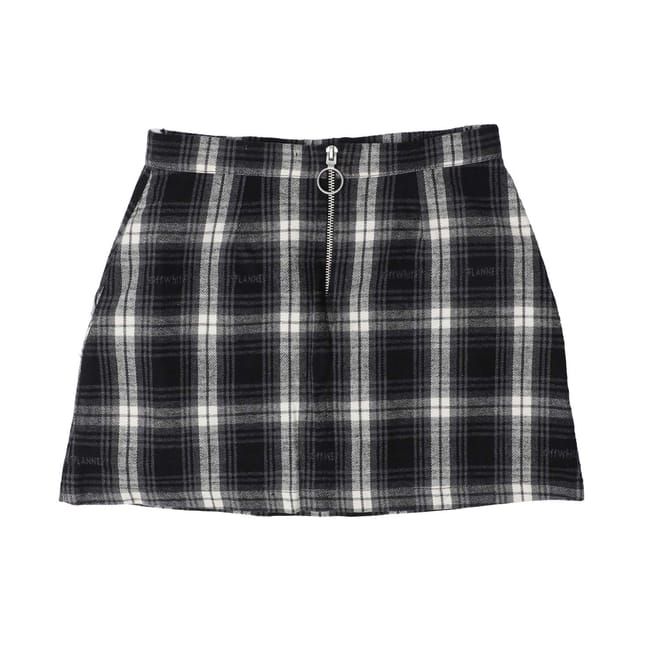 Juniors Script Check Flannel Skirt