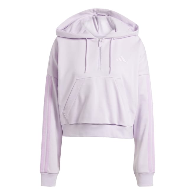 Womens Essentials 3 Stripes Quarter Zip Hoodie