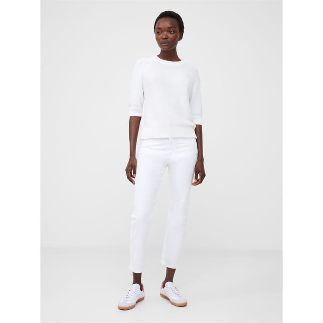 Relaxed Fit Ribbed Short Sleeve Crew Neck Sweater