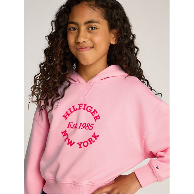 New York Cropped Relaxed Fit Hooded Sweatshirt