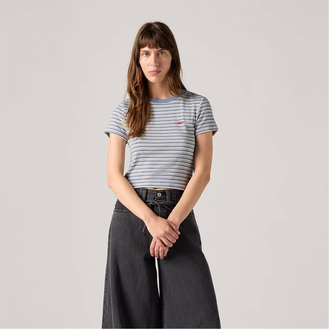 Essential Sporty Cropped Slim Fit Crew Neck T-Shirt