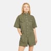 Mock Neck Short Sleeve Double Flap Pocket Romper