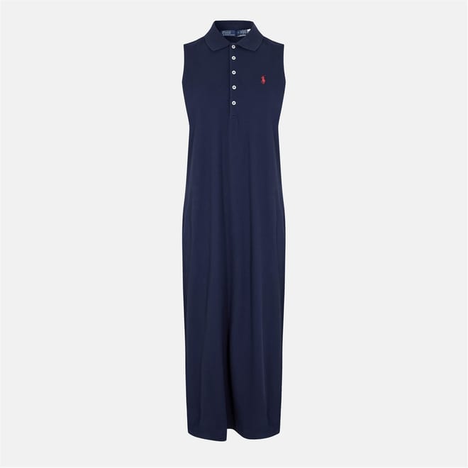 Stretch Cotton Sleeveless Polo Dress