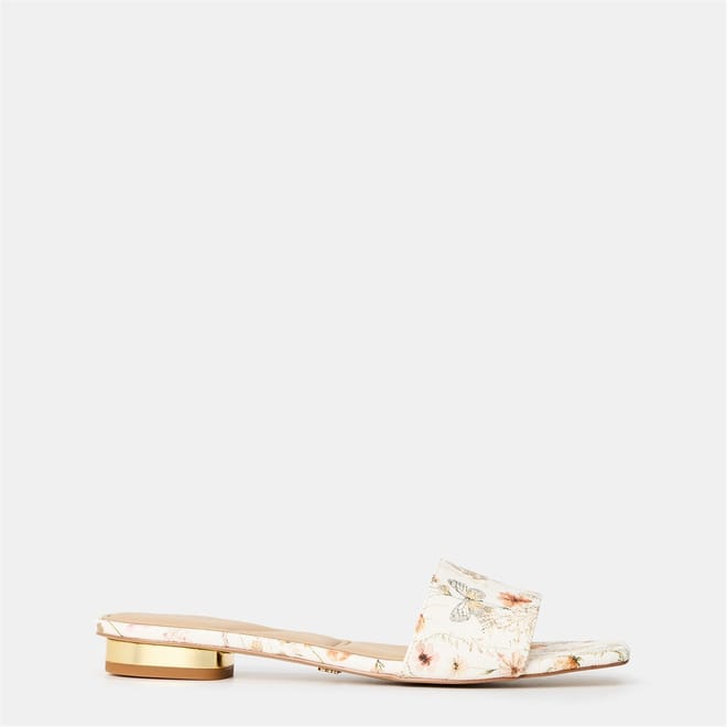 Floral Open Toe Flat Heel Slides