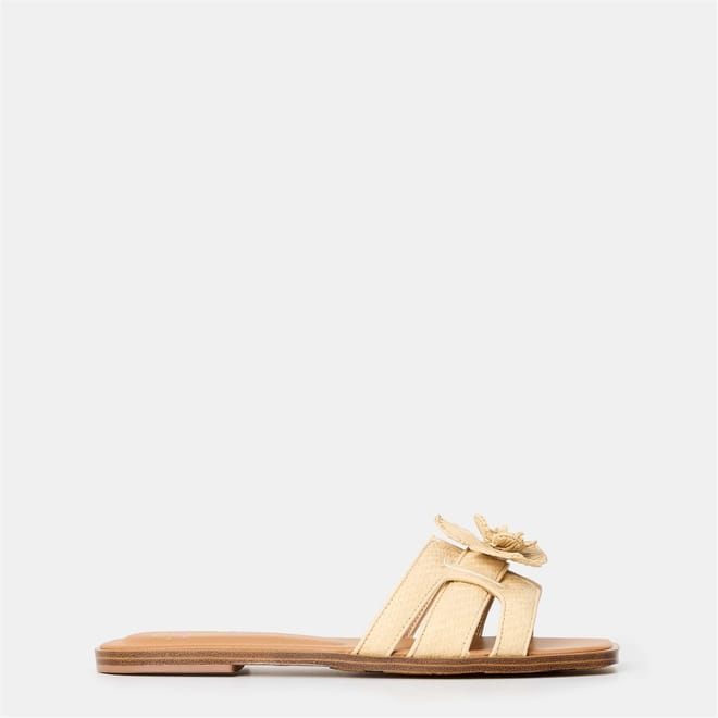Floral Open Toe Flat Heel Slides