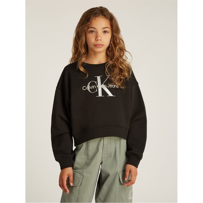 Regular Fit Cropped Crew Neck Sweatshirt