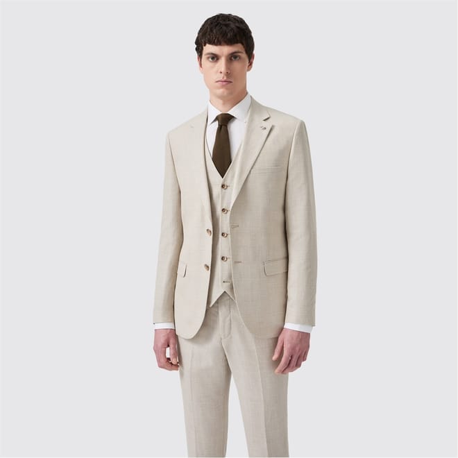 Slim Fit Flap Pocket Plaid Suit Jacket