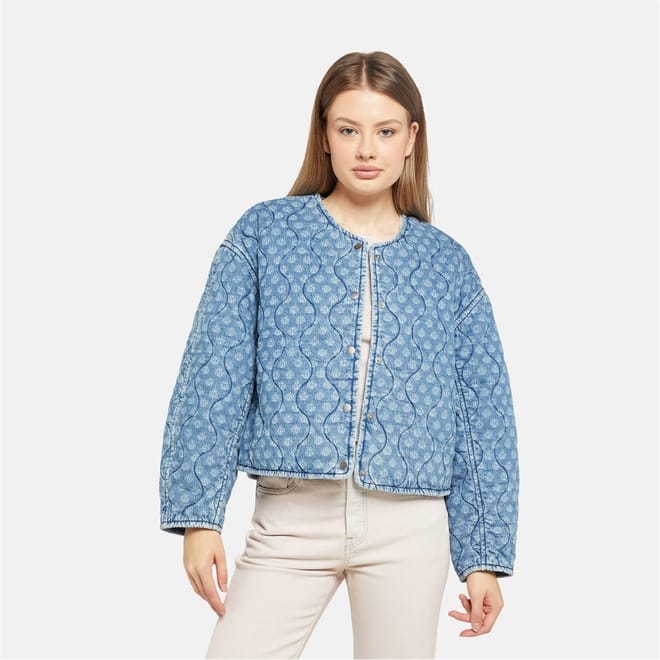 Rumer Snap Button Geometric Patterned Quilted Liner Jacket