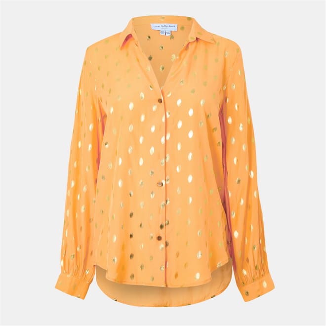 Fleck Miley Metallic Backtab Bishop Sleeve Relaxed Fit Shirt