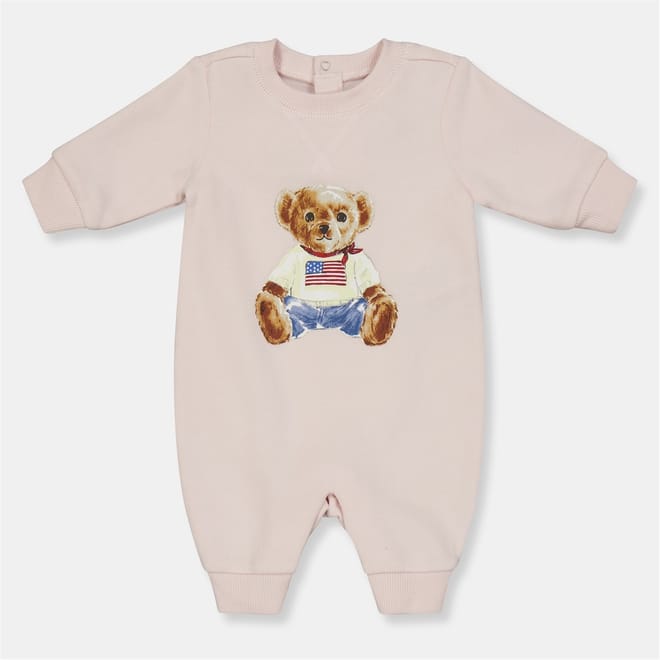 Winnie the Pooh Logo Print Crew Neck Long Sleeve Jumpsuit