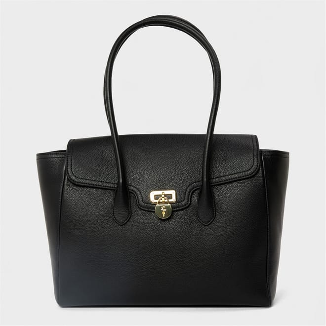 Pebbled Tanner Satchel with Logo