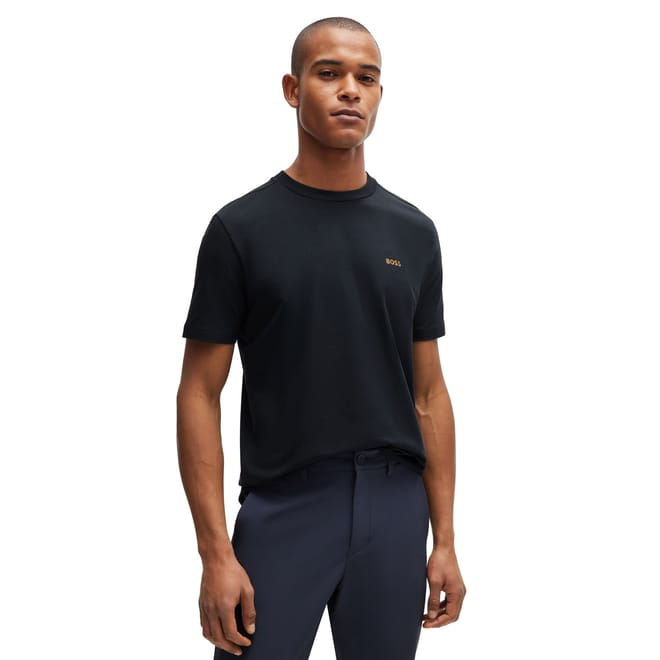 Stretch Cotton T-Shirt with Logo Detail