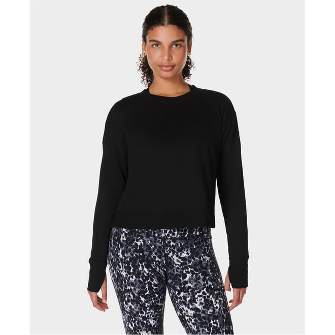 Cropped Relaxed Fit Long Sleeve Sweater