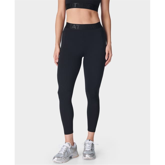 Elastic Waist Logo Solid Patterned Leggings