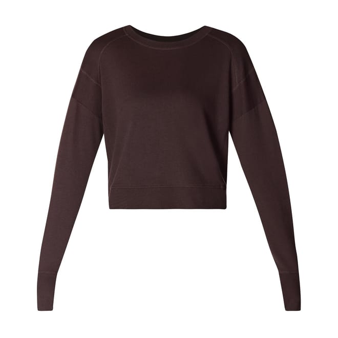 Relaxed Fit Cropped Crew Neck Sweater