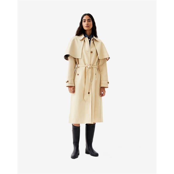 Belted Trench Coat with Cape