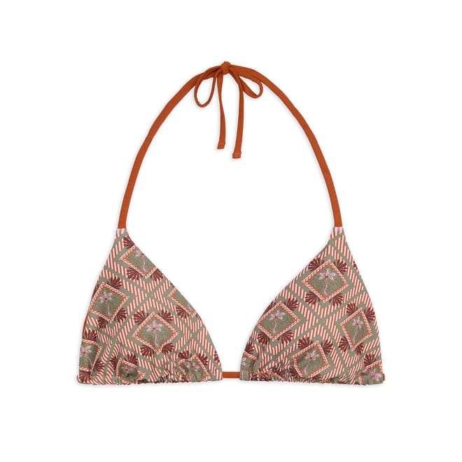 Geometric Print Bikini Top with Tie Closure