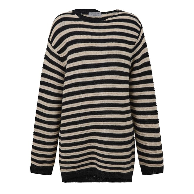 Striped Asymmetric Neck Jumper