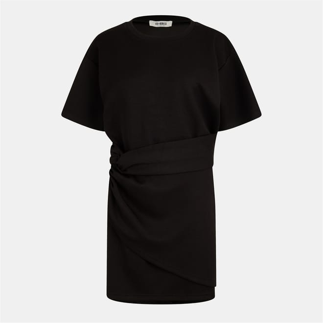 Ruched Crew Neck Mini T-Shirt Dress