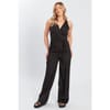 V-Neck Solid Patterned Wrap Jumpsuit