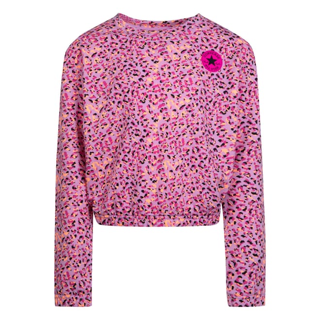Juniors Allover Print Crewneck Sweatshirt