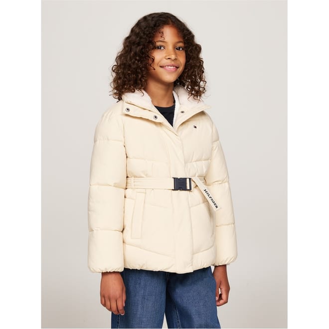 Collar Belted Puffer Jacket