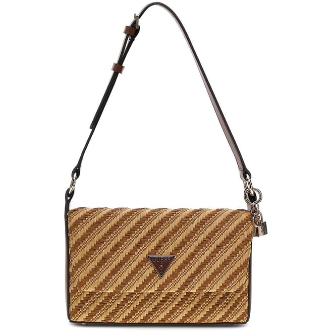 Straw Stripe Patterned Cross Body with Key Ring