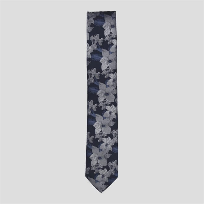 Silver Floral Tie