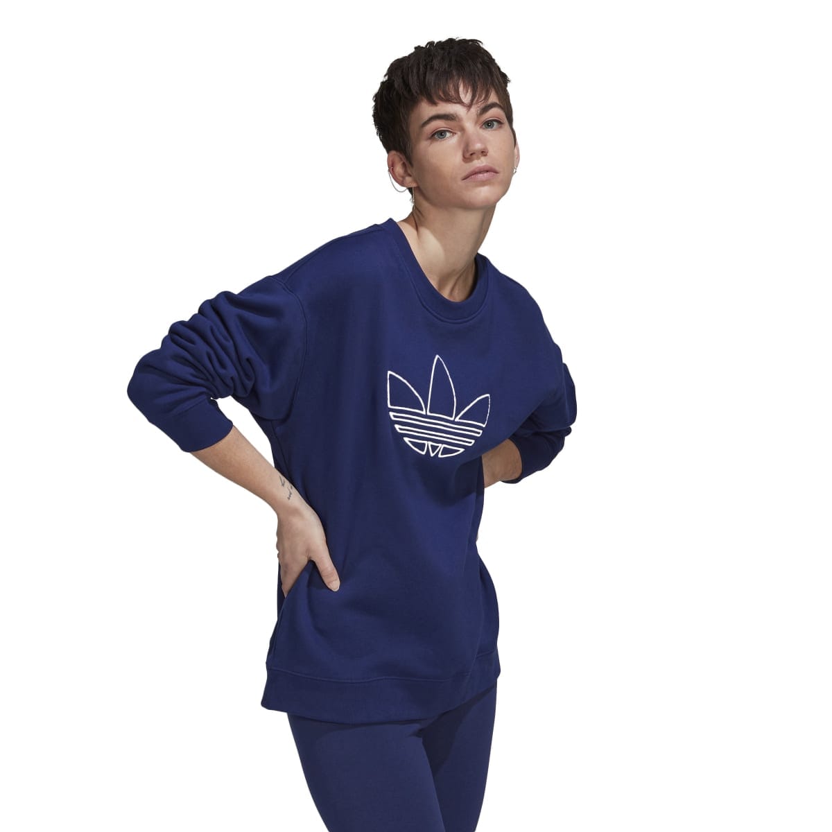 Navy adidas Originals Womens Oversized Crew Sweatshirt Get The Label