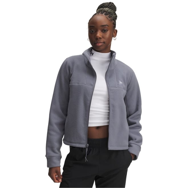 Solid Patterned Hooded Neck Ribbed Cuff Fleece Jacket