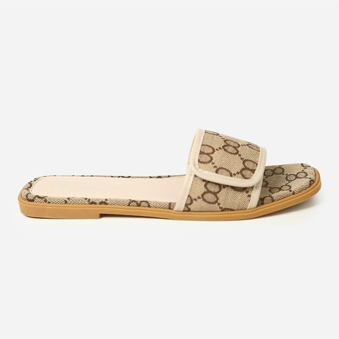 All Over Logo Flatform Slide Sandals