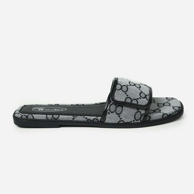 All Over Logo Flatform Slide Sandals