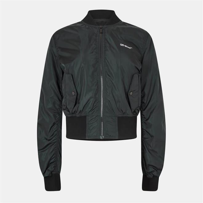 Solid Patterned Lettering Bomber Jacket with Ribbed Cuff