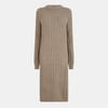 Knit Crew Neck Ribbed Cuff Midi Sweater Dress