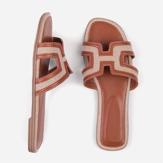 Open Toe Flat Heel Slide Sandals