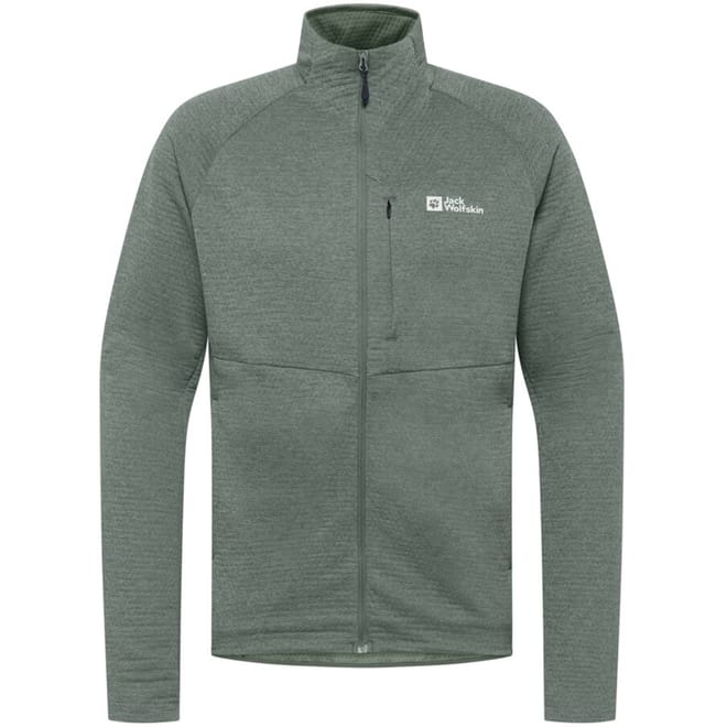Taiga Heathered Patterned Full Zipper Ribbed Cuff Fleece Jacket