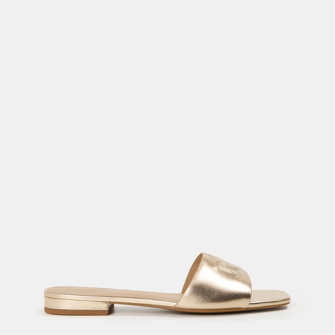 Everley Metallic Open Toe Flatform Slides