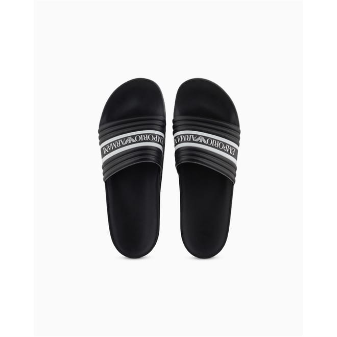 Logo Print Open Toe Flatform Slides