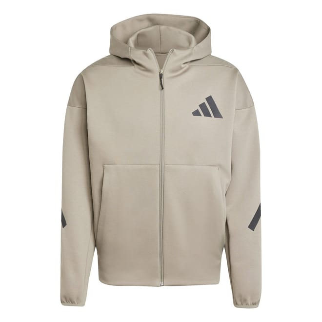 Z.N.E. Solid Patterned Hooded Full Zipper Ribbed Cuff Sweatshirt