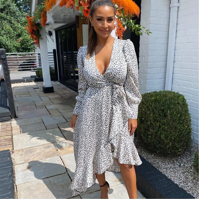 Printed Asymmetric Hem Midi Dress